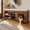 43 inch cat house bench with shoe storage and lift-top lid