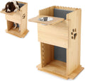 Wooden upright dog feeding chair with bowl