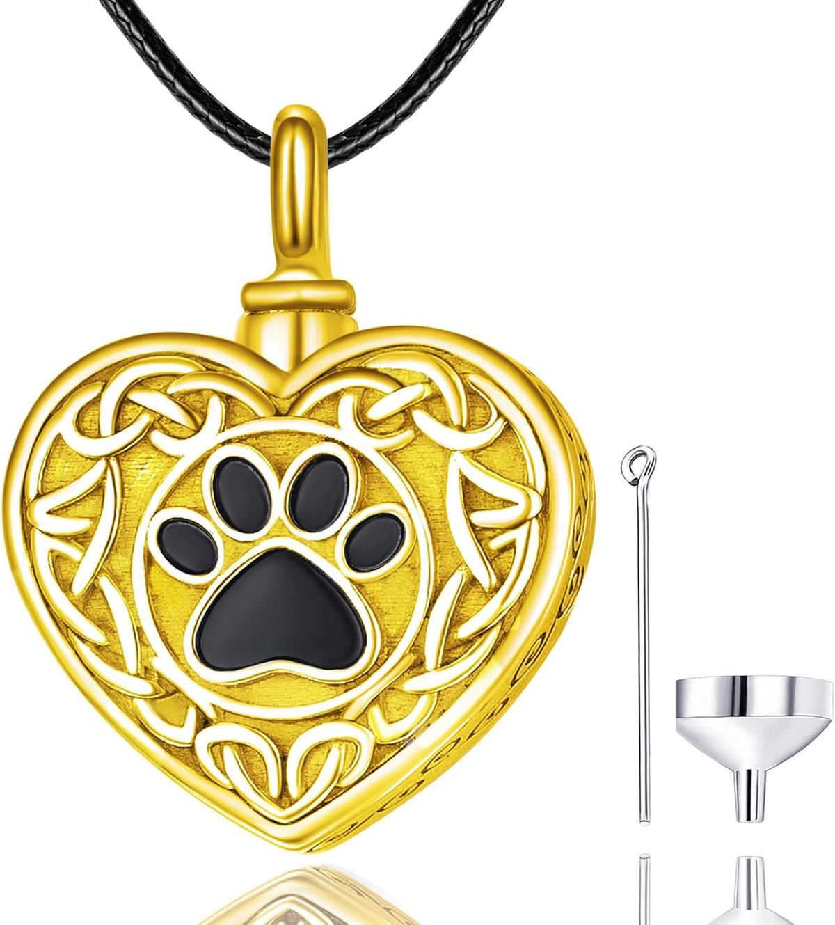 Sterling silver paw print urn pendant necklace with Celtic knot – view 4