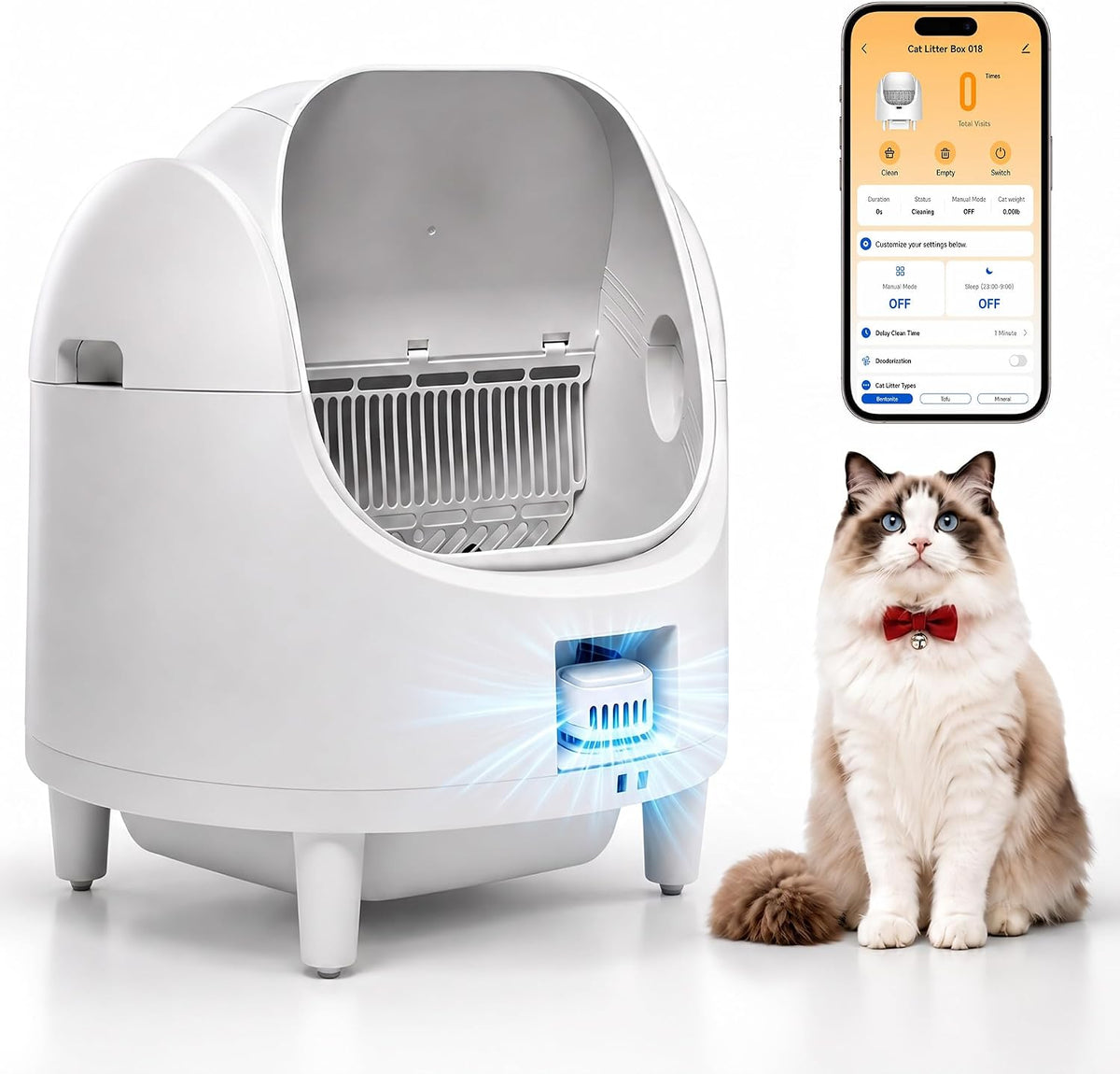 Open-top self-cleaning automatic cat litter box