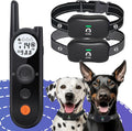 Wireless dog fence remote with two waterproof training collars