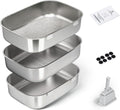 Large high-sided stainless steel triple pan sifting cat litter box