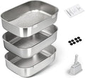 Triple Pan Stainless Steel Sifting Cat Litter Box, Large High-Sided Metal Box for Cats up to 20 lb, Non-Stick, Sifter Tray