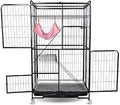 53.5-Inch 4-Tier Foldable Iron Cat Cage Crate with Wheels