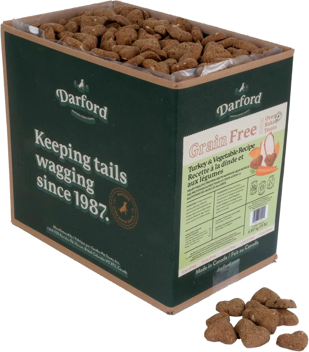 Bulk box of grain free turkey and mixed vegetable dog treats