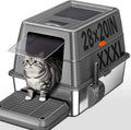 Dark gray XXXL enclosed stainless steel cat litter box with lid
