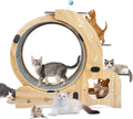 55-inch wooden cat running wheel with climbing frame and shuttle box