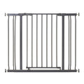 White extra wide walk-through pet gate installed in a hallway – view 2