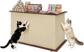 38.3-Inch Cat Scratcher Side Table with Storage and Locking Wheels
