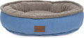 Blue round microfiber cup dog bed with tipped berber center – view 5