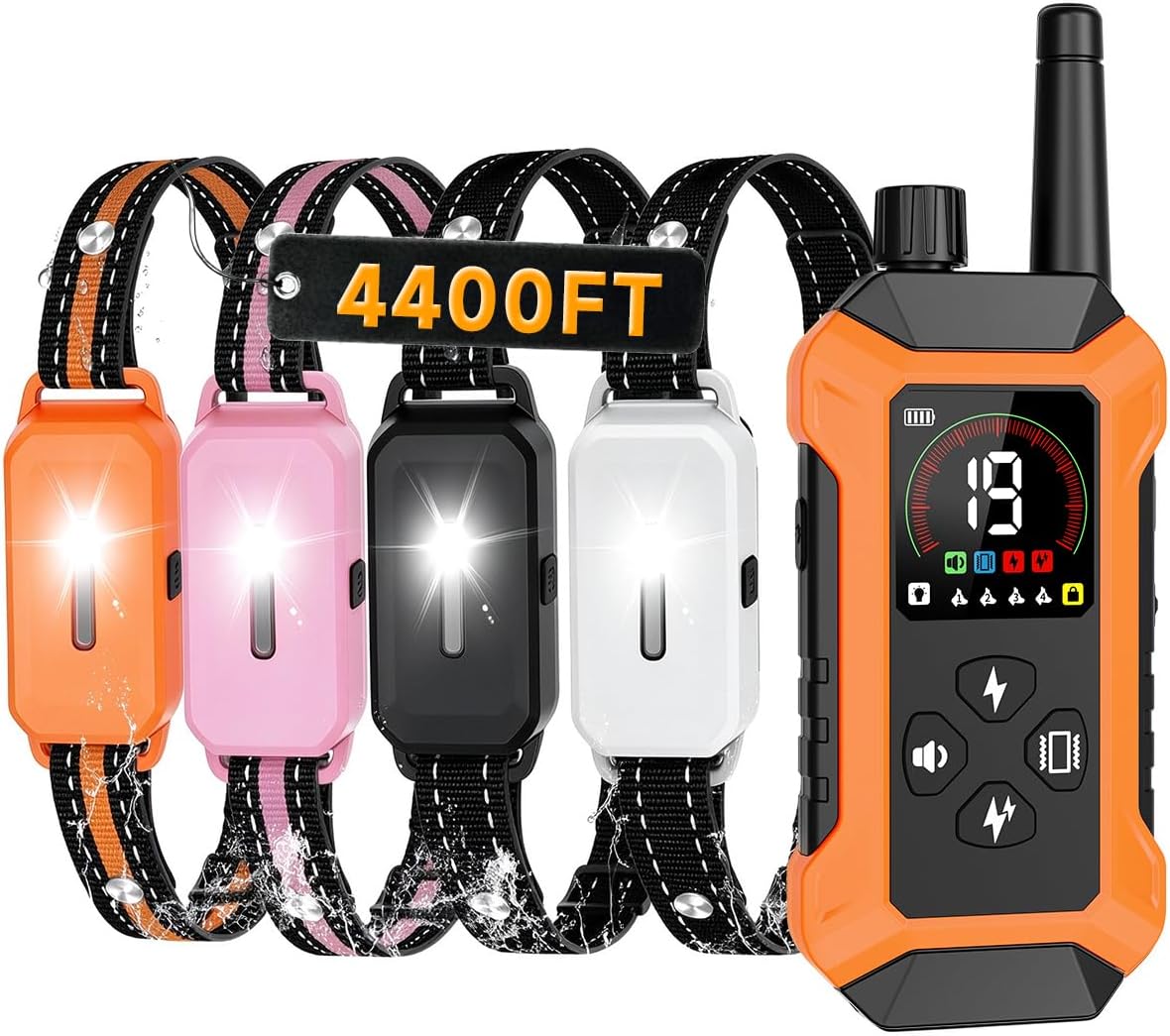 Remote dog training collar with handheld controller
