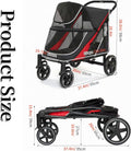 Green and yellow four-wheel dog stroller with mesh canopy and sunroof