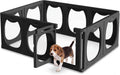 Clear transparent modular dog playpen with black frame panels