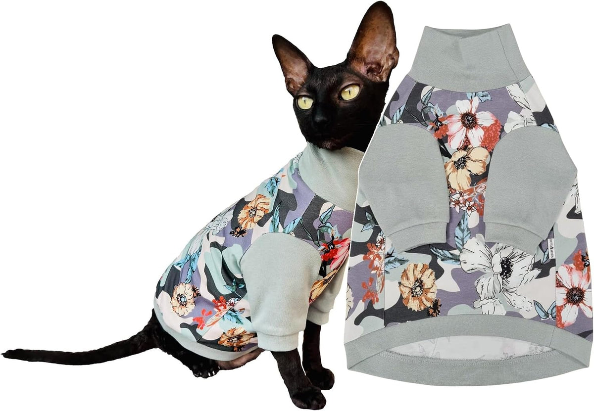 Pale ghost colored turtleneck sweater for a Sphynx cat – view 2