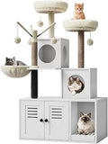 51 Inch Modern Cat Tree with Litter Box Enclosure
