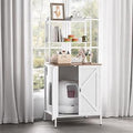 Self-Cleaning Litter Box Enclosure Furniture with Shelf and Power Hub