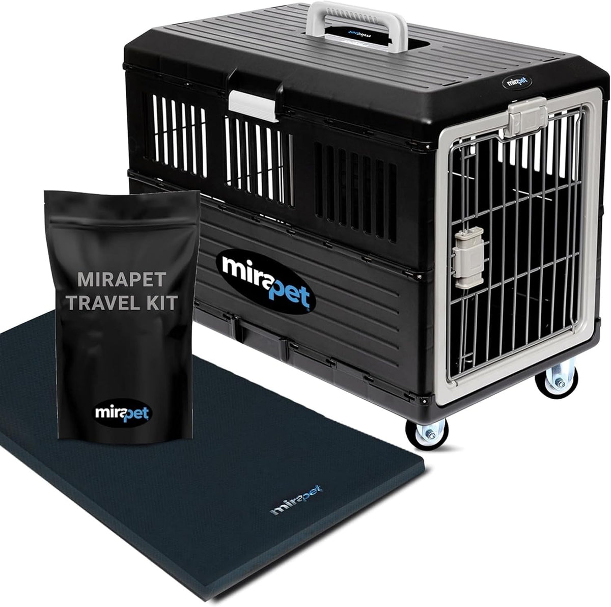 Dark gray collapsible pet carrier and crate for cats and small dogs – view 2