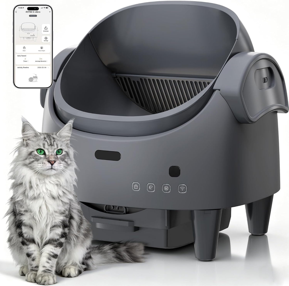 Coffee brown open-top automatic self-cleaning litter box – view 3
