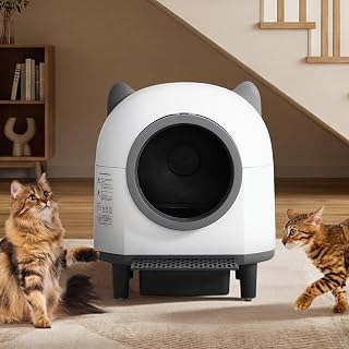 Self-Cleaning Automatic Cat Litter Box for Multiple Cats, App Control, Safety Sensors, Removable Washable Liner
