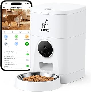 4L Automatic Pet Feeder with 2K Camera, 2-Way Audio, App Control, Timer and Dual Power for Cats and Dogs