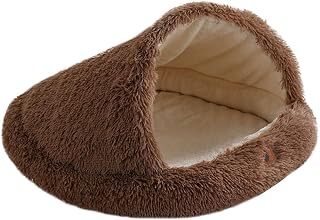 Round Covered Cat Cave Bed, Enclosed, Soft Plush Cushion, for Cats and Small Dogs, Style H 125 x 85 cm