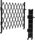 Black expanding folding aluminum security gate with rolling casters