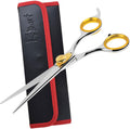 Curved and straight dog grooming shears with gold accents – view 2