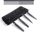 Black six-piece stainless steel dog grooming scissors set with round tips