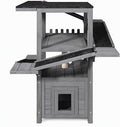 Outdoor Cat House, 4-Tier Cat Tree Tower, Weatherproof, Grey and Pine