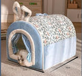 Self-Warming Pet Tent Cave Bed for Dogs and Cats, Printed, Blue (33*3)