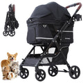 Pet stroller with buckle canopy and lockable front wheels – view 5