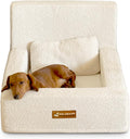 Small beige orthopedic memory foam dog bed