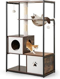 PETSITE 52 Inch Modern Cat Tree with 2 Condos, Sisal Scratching Posts, Dangling Balls, Removable Cushion, Scratching Pads