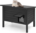 Kromax Insulated Outdoor Cat House, Waterproof Extra Large Solid Wood with Retractable Sloped Roof, Dark Grey