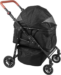 Folding 4-Wheel Cat Stroller with Removable Carrier