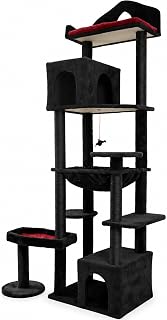 Black Gothic Cat Tree, Multi-Level Cat Tower with Scratching Posts and Hammock