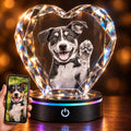 Crystal heart with a dog portrait laser engraved inside – view 4
