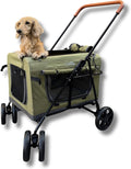Pet stroller with detachable carrier for small dogs and cats