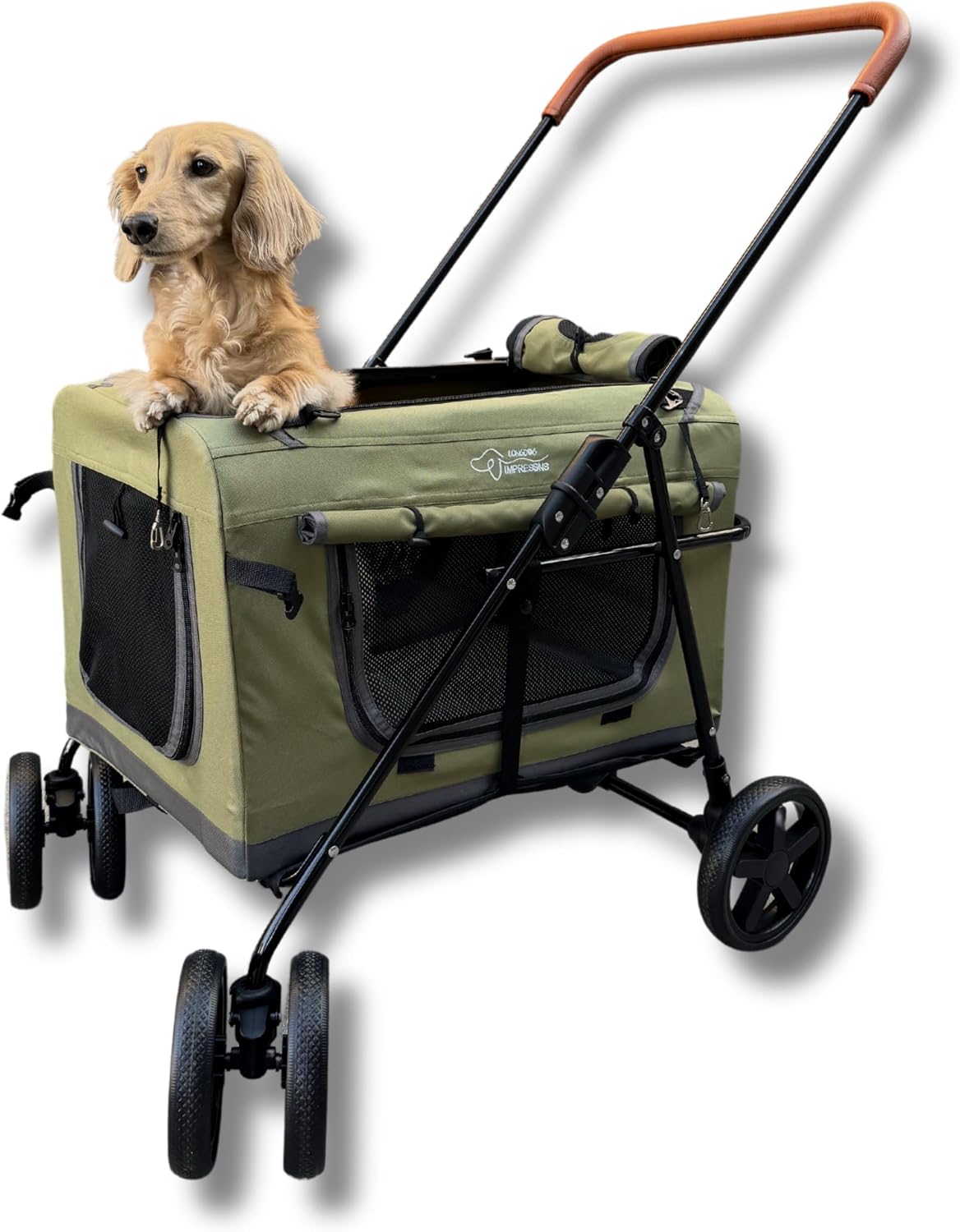 Pet stroller with detachable carrier for small dogs and cats