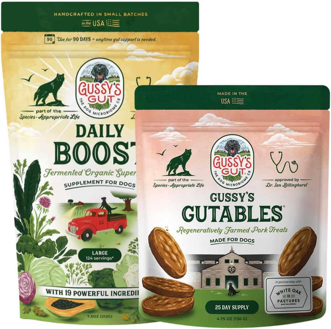Fermented superfood powder pouch for dogs with dog chew rewards bundle