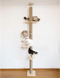 Tall floor-to-ceiling cat tower with hemp scratching posts and platforms – view 2