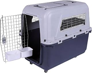 Large Dog Crate Pet Carrier with Built-In Storage Compartment
