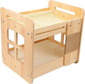Wooden Cat Bed, Solid Wood, Two Tier, with Sisal Scratching Board