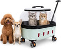 Rolling Pet Carrier with Wheels, 19×13.8×18.2in, Green Half Transparent, with Mat