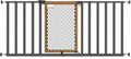 Walnut wood and charcoal metal walk-through pet gate in a doorway – view 2