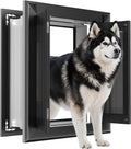 Black French-style wall dog door with aluminum frame and magnetic flaps