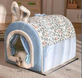 Self-Warming Pet Tent Cave Bed for Dogs and Cats, Printed, Blue (35*4)