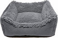 Dirty Dog Lounger Bed, Machine Washable Microfiber, Cool Grey, 31 x 27 Inch Large