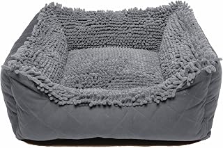 Dirty Dog Lounger Bed, Machine Washable Microfiber, Cool Grey, 31 x 27 Inch Large