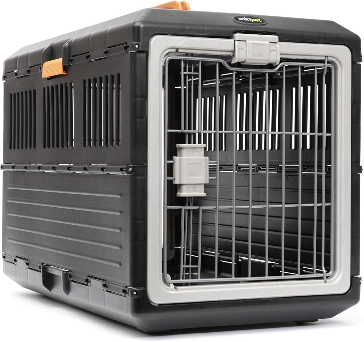 Dark gray collapsible pet carrier and crate for cats and small dogs